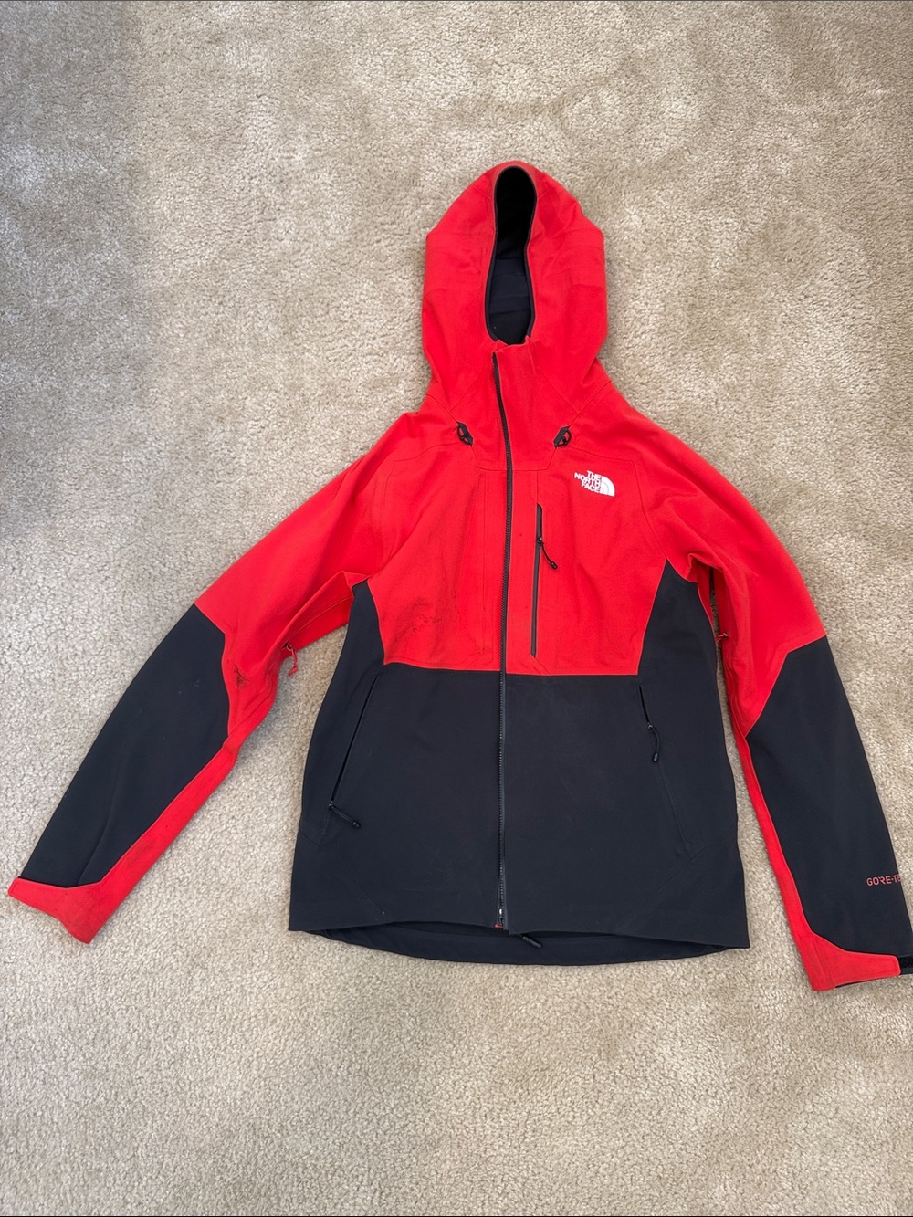 The North Face Red and Black Hooded Ski Jacket